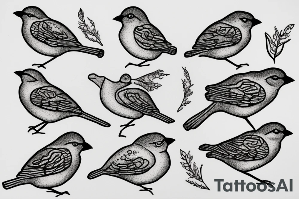 sparrows surrounding a quote "non ducor, duco" tattoo idea