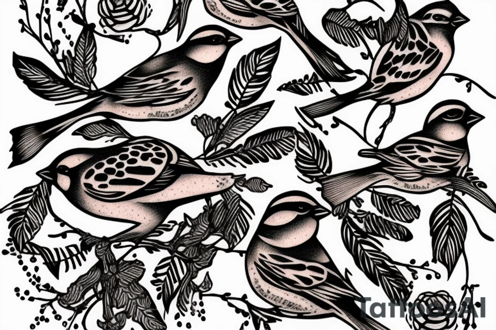 sparrows surrounding a quote "non ducor, duco" tattoo idea