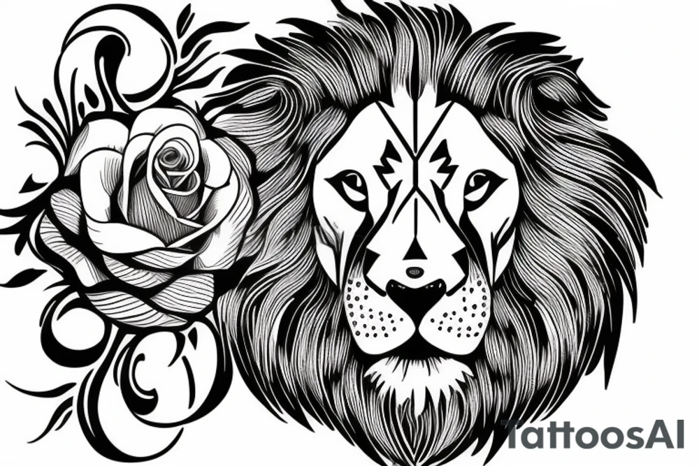 Lion and 1 rose tattoo idea