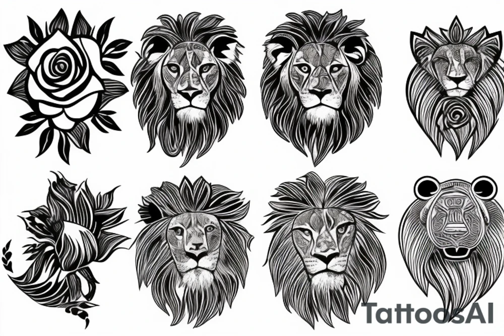 Lion and 1 rose tattoo idea