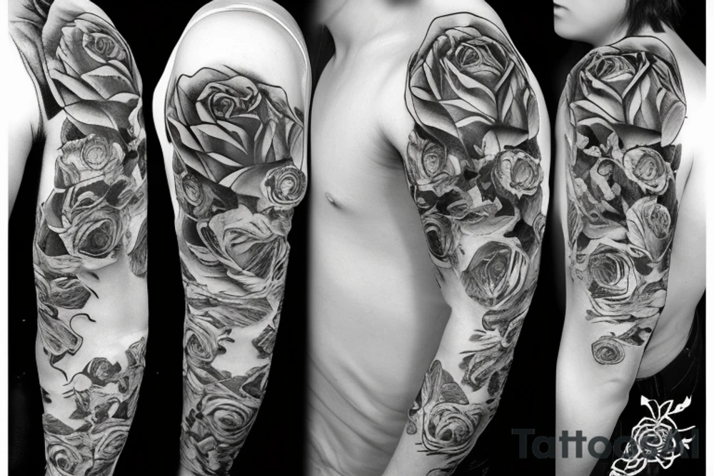Lion and 1 rose tattoo idea