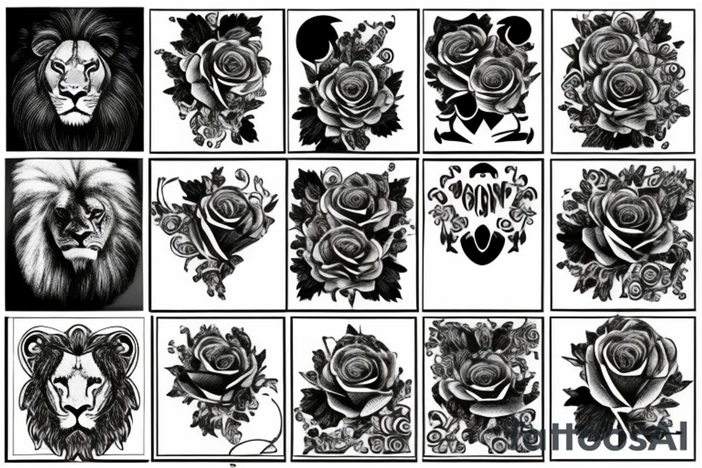 Lion and 1 rose tattoo idea