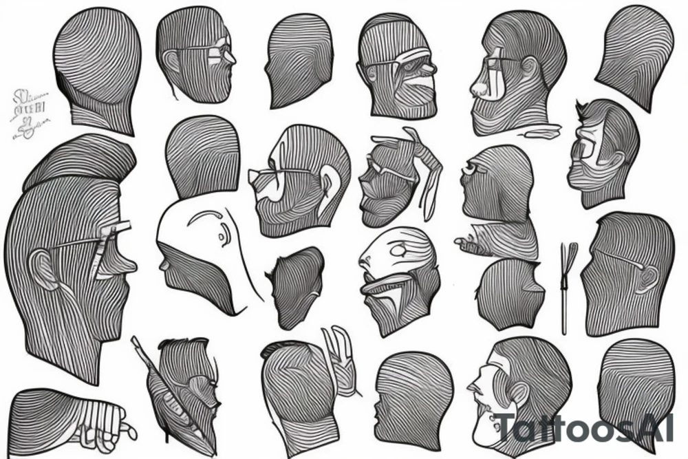 A man sitting with lines instead of his head. tattoo idea