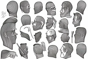 A man sitting with lines instead of his head. tattoo idea