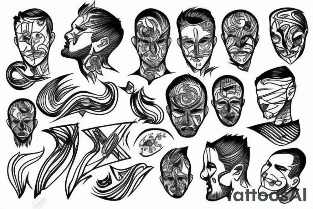 Person with lines instead of his head. tattoo idea