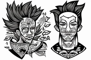 Person with lines instead of his head. tattoo idea
