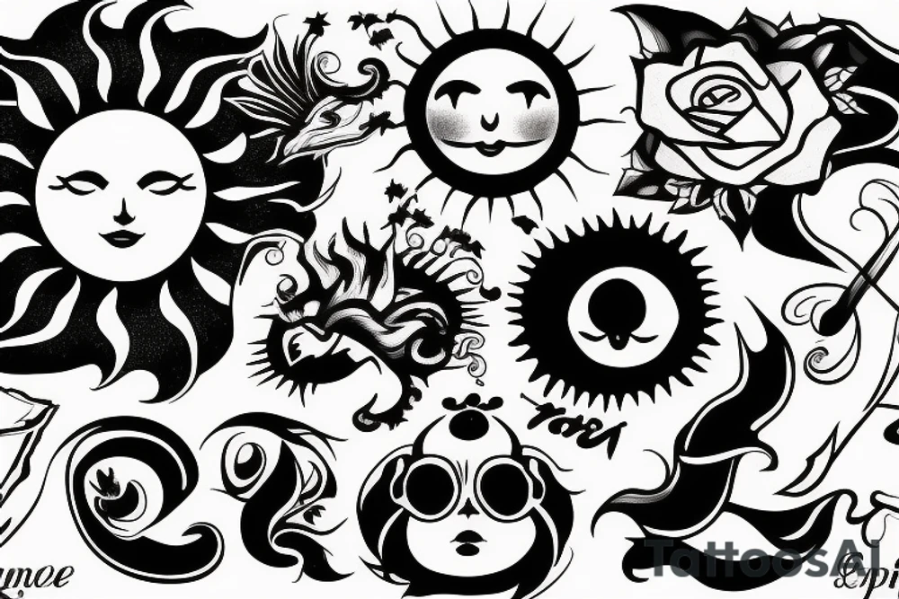 Sun outline with 1/4 missing tattoo idea