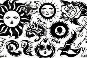 Sun outline with 1/4 missing tattoo idea