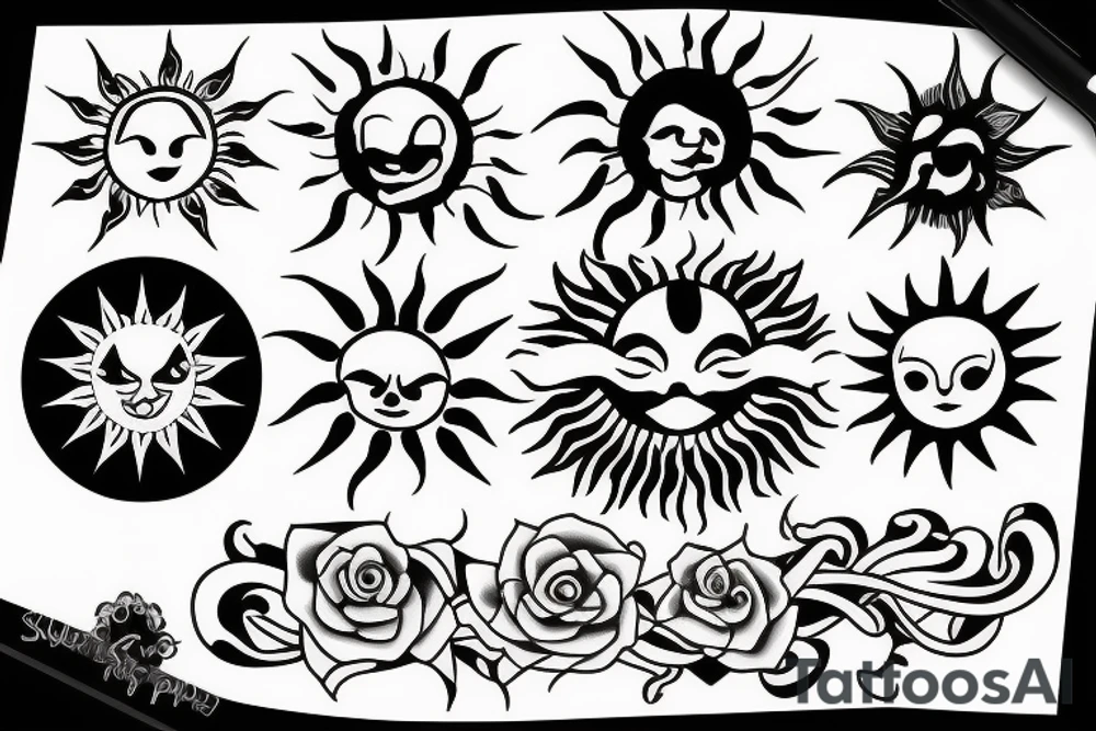 Sun outline with 1/4 missing tattoo idea