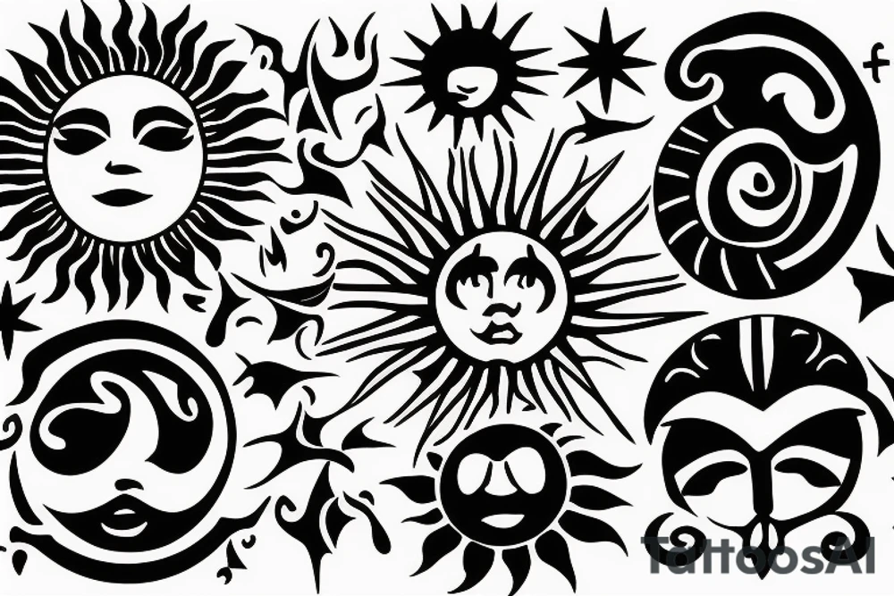 Simple Sun outline with 1/4 missing tattoo idea
