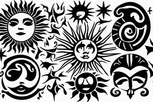 Simple Sun outline with 1/4 missing tattoo idea