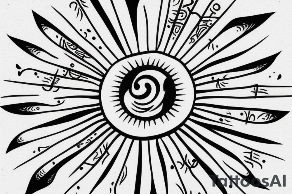 Simple Sun outline with 1/4 missing tattoo idea