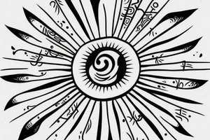 Simple Sun outline with 1/4 missing tattoo idea