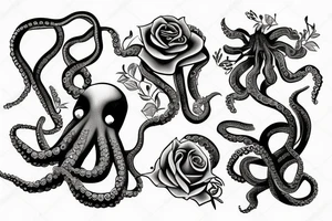 octopus with roses tattoo idea