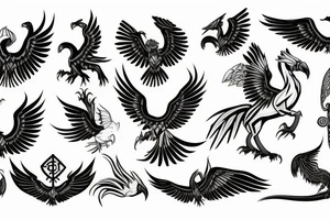 Gryphon with Nordic symbols tattoo idea