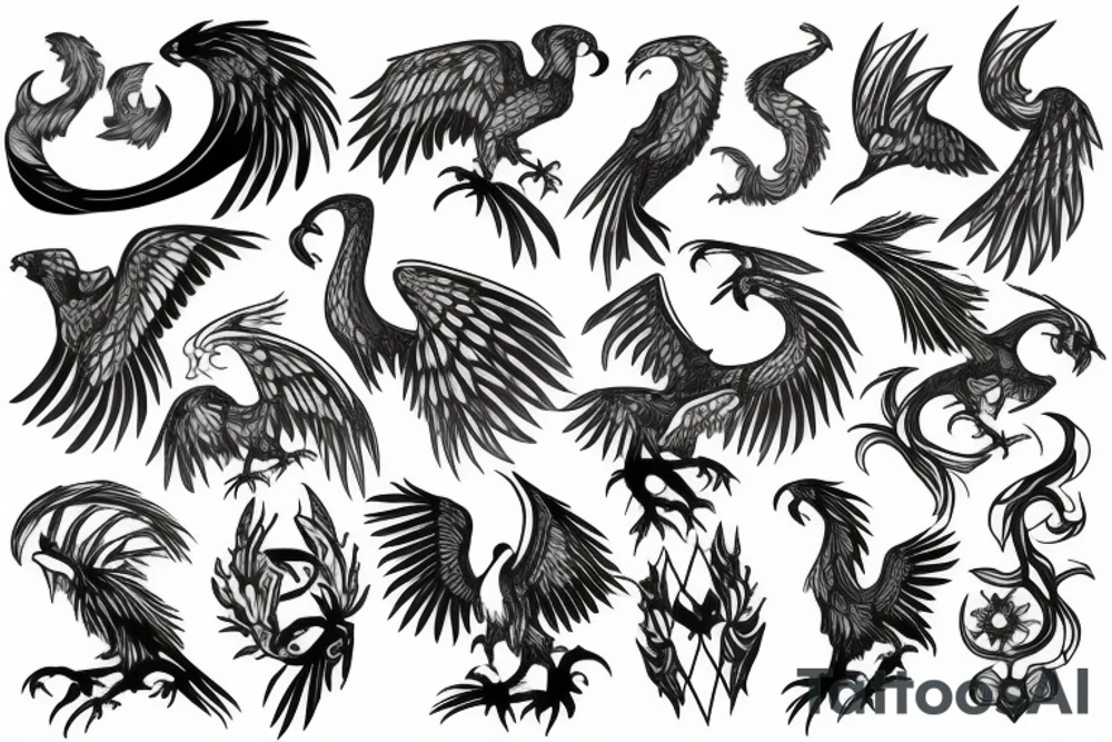 Gryphon with Nordic symbols tattoo idea