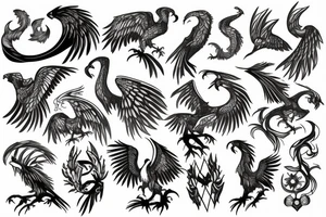 Gryphon with Nordic symbols tattoo idea