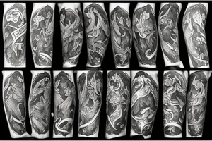 Gryphon with Nordic symbols tattoo idea