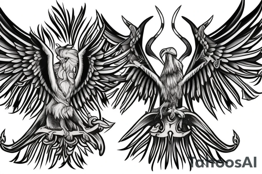 Gryphon with Nordic symbols tattoo idea