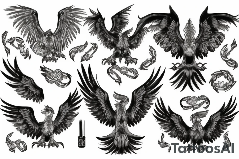 Gryphon with Nordic symbols tattoo idea