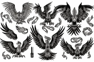 Gryphon with Nordic symbols tattoo idea
