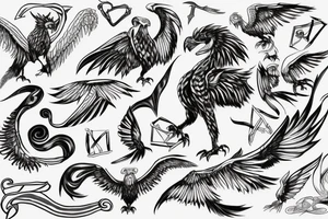 Gryphon with Nordic symbols tattoo idea