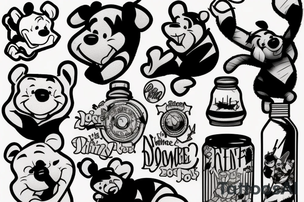 Barbed wire and winnie the pooh tattoo idea