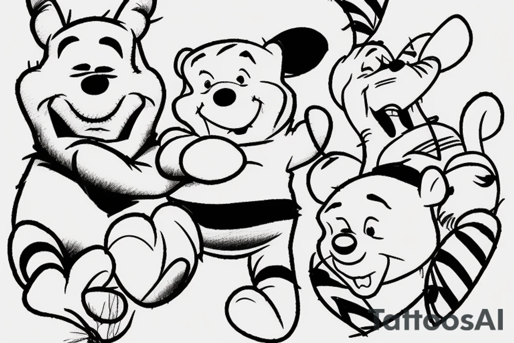 Barbed wire and winnie the pooh tattoo idea