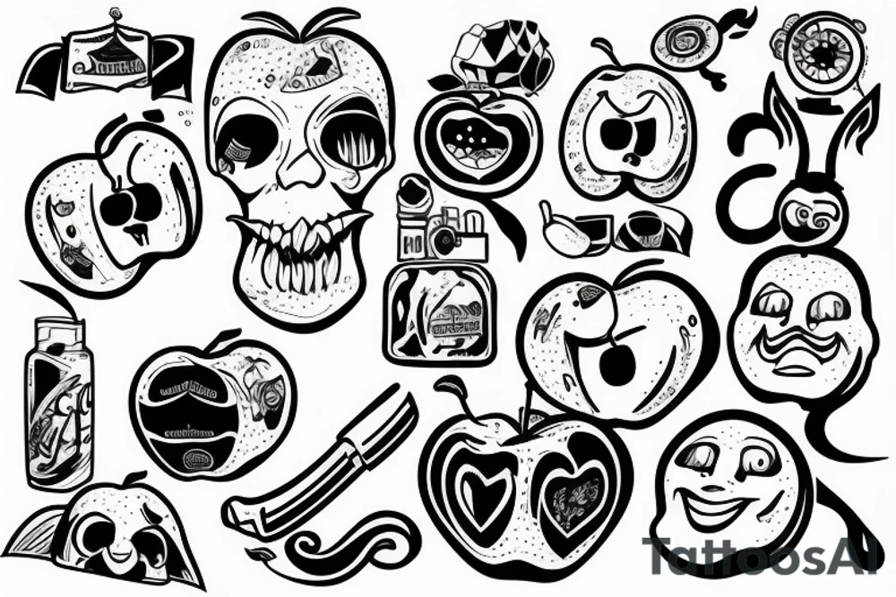 Old school apple trash tattoo idea