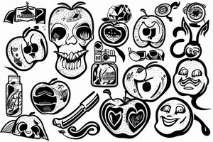 Old school apple trash tattoo idea