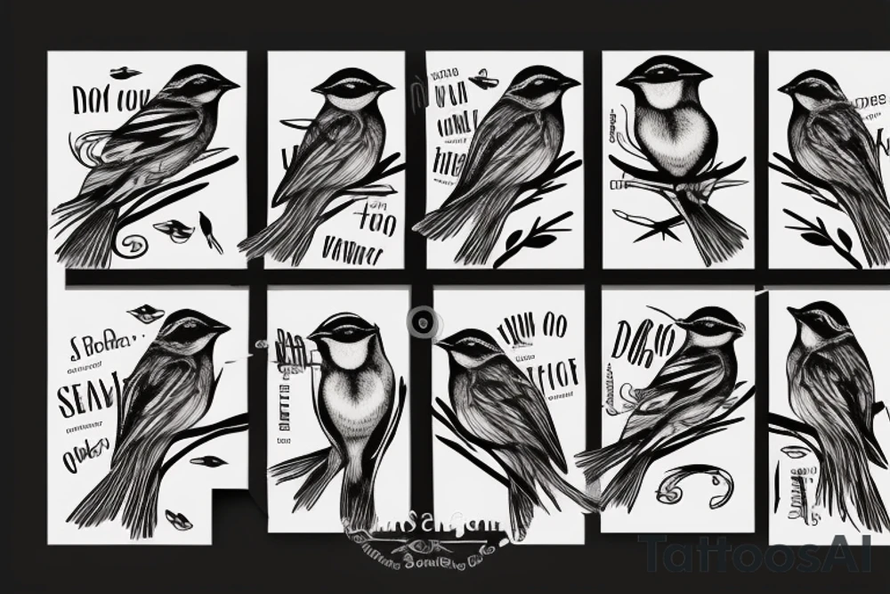 sparrows surrounding a quote "non ducor, duco" tattoo idea