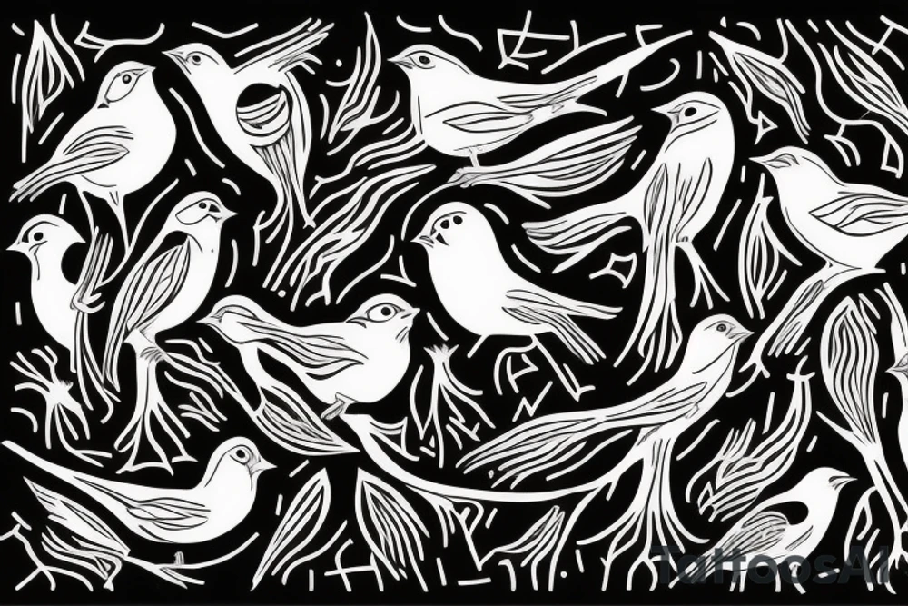 sparrows surrounding a quote "non ducor, duco" tattoo idea