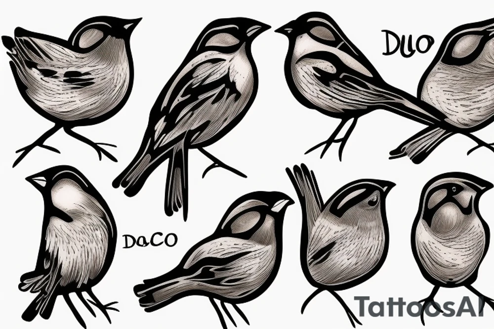 sparrows surrounding a quote "non ducor, duco" tattoo idea
