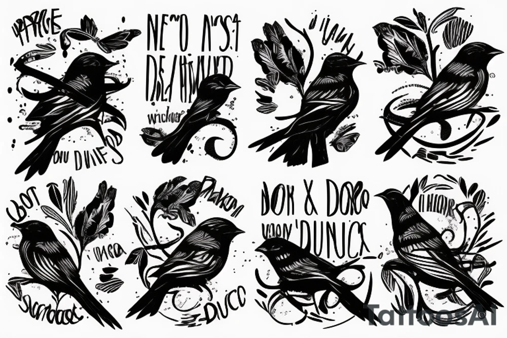 sparrows surrounding a quote "non ducor, duco" tattoo idea