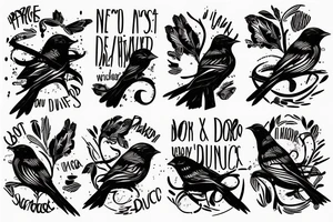 sparrows surrounding a quote "non ducor, duco" tattoo idea
