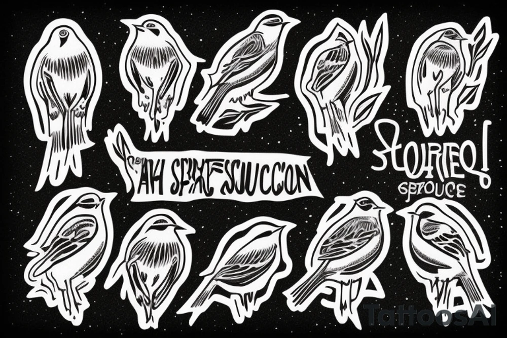 sparrows surrounding a quote "non ducor, duco" tattoo idea