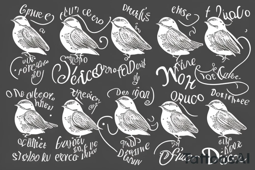 sparrows surrounding a quote "non ducor, duco" tattoo idea
