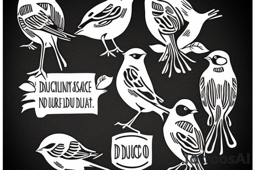 sparrows surrounding a quote "non ducor, duco" tattoo idea