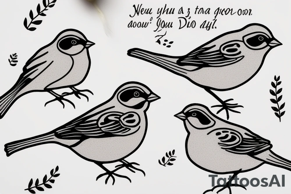sparrows surrounding a quote "non ducor, duco" tattoo idea