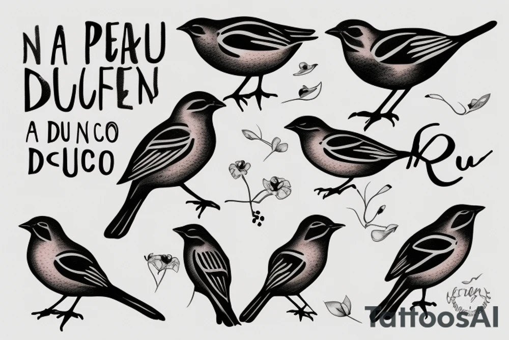 sparrows surrounding a quote "non ducor, duco" tattoo idea