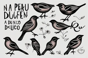 sparrows surrounding a quote "non ducor, duco" tattoo idea