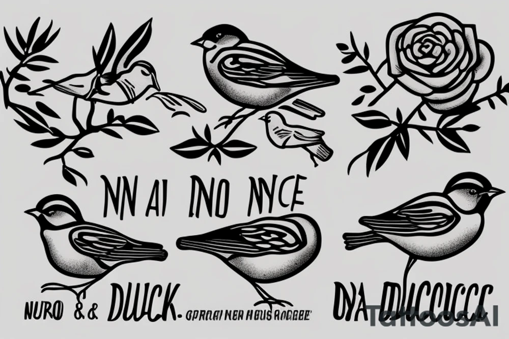 sparrows surrounding a quote "non ducor, duco" tattoo idea