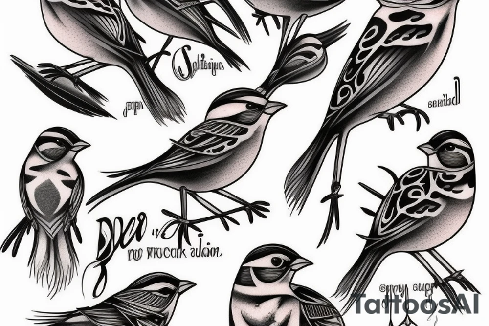 sparrows surrounding a quote "non ducor, duco" tattoo idea