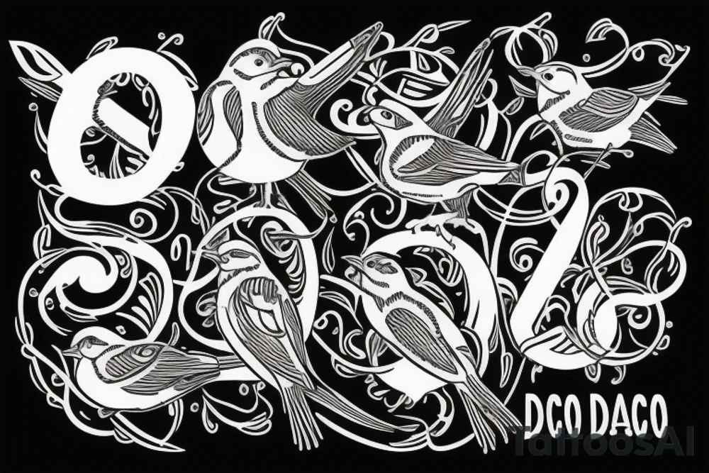 sparrows surrounding a quote "non ducor, duco" tattoo idea