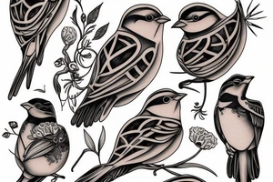 sparrows surrounding a quote "non ducor, duco" tattoo idea