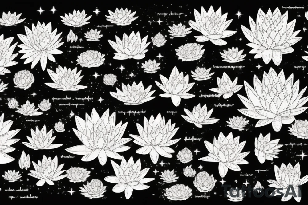 waterlilies surrounding a quote "non ducor, duco" within a galaxy tattoo idea waterlilies surrounding a quote "non ducor, duco" within a galaxy tattoo idea