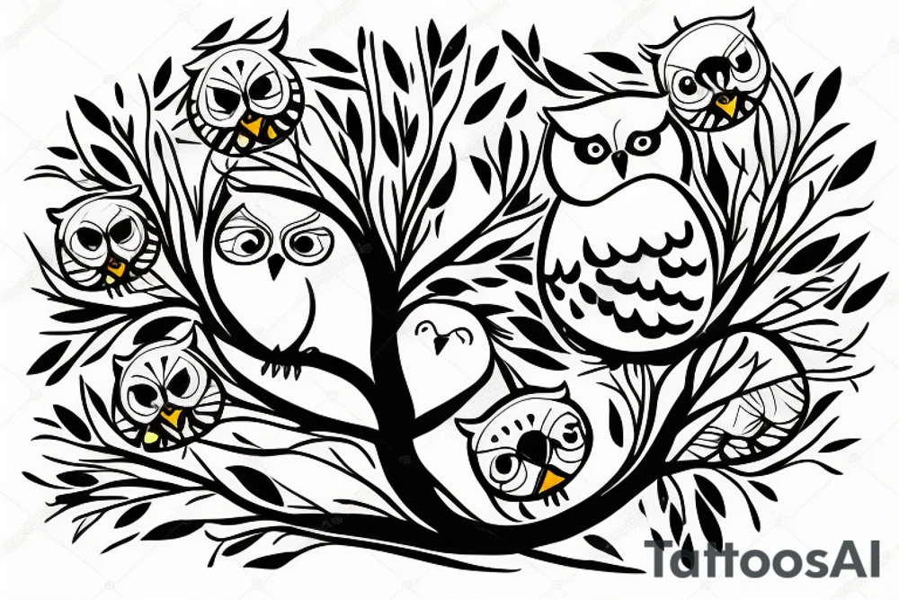 OWL sitting on a tree tattoo idea
