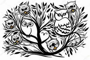 OWL sitting on a tree tattoo idea