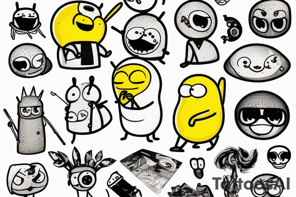 Lemongrab from adventure time, glitter tattoo, unacceptable tattoo idea