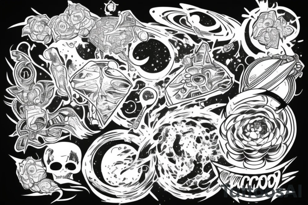 Space surrounded by staint ink tattoo idea
